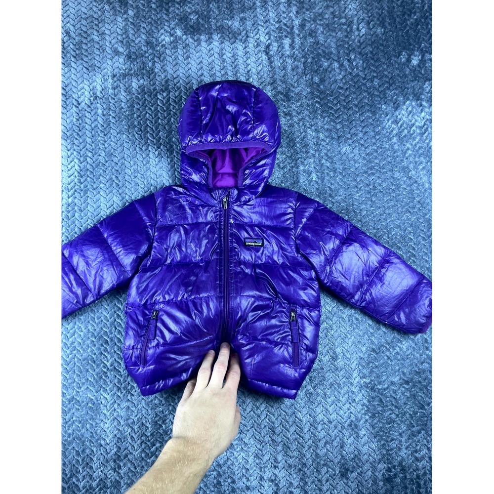 Patagonia Worn Wear Baby 4/5 Hi-Loft Down Sweater Hoody Blue Full Zip Windproof